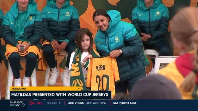 Matildas presented with World Cup jerseys