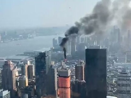 Smoke covers Manhattan after a crane caught fire and collapsed. Picture: Supplied