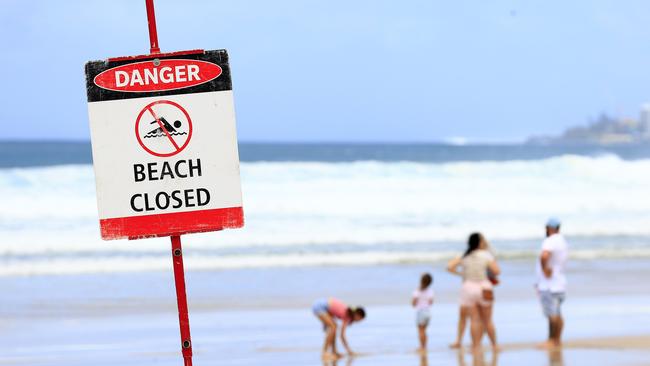 Many beaches were closed across the South East, including Currumbin on the Gold Coast, as huge seas from Cyclone Seth batter the coastline. Picture: Adam Head