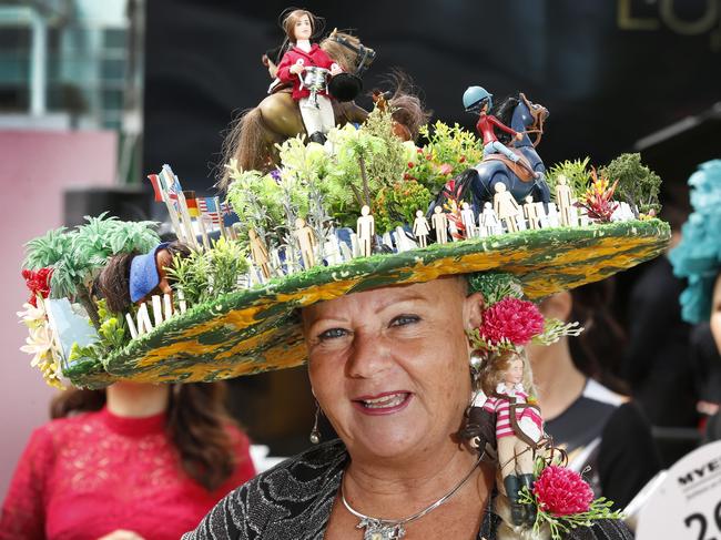 Take some hat inspo from 2016 Myer Fashions on the Field competitor Nancy Luna. Picture: David Caird