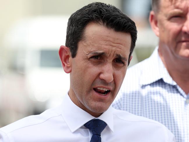 Leader of the Opposition David Crisafulli during a media conference at Network Car & Truck Rentals, Bundaberg. Picture: Liam Kidston.