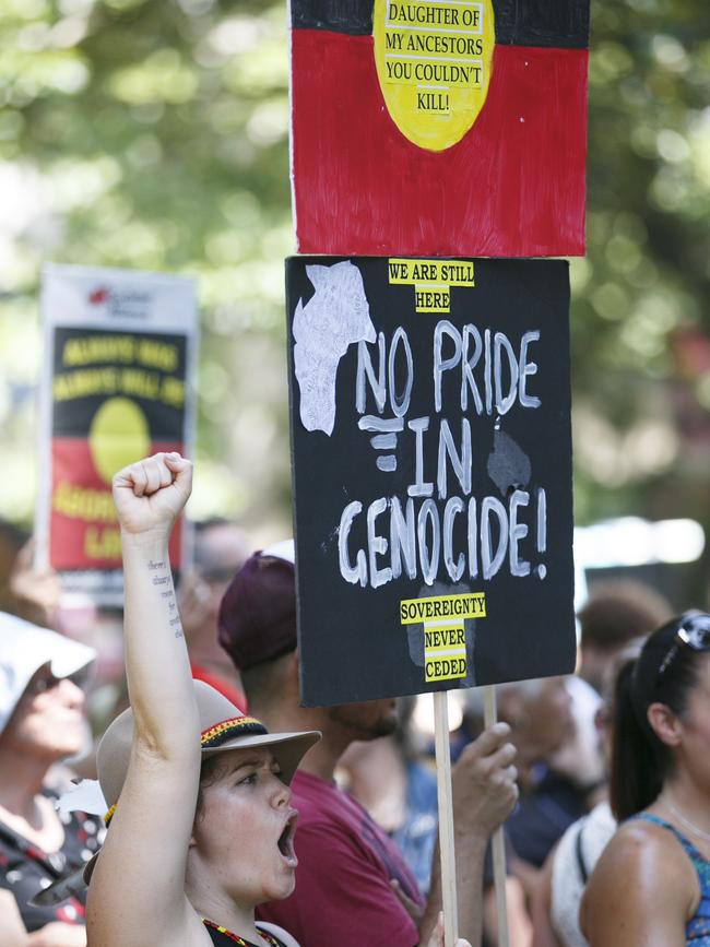 An Aboriginal Invasion Day Rally in Hyde Park, calling on the government to change the date of Australia Day. Picture: Tim Pascoe