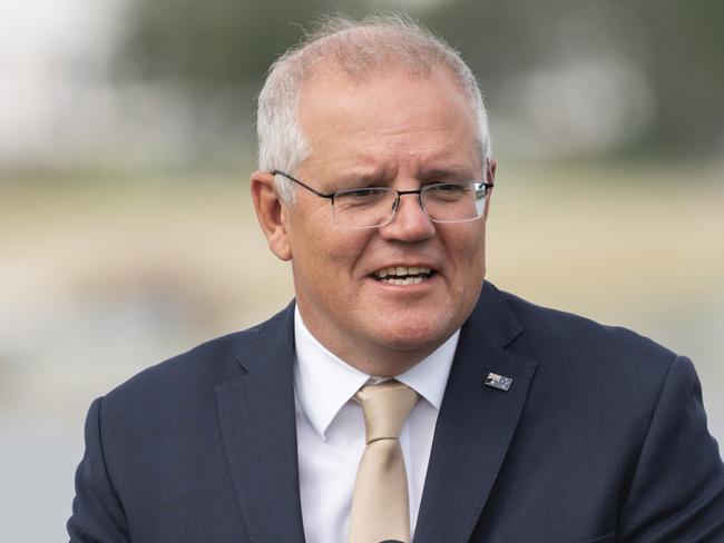 CANBERRA, AUSTRALIA - NewsWire Photos JANUARY 25, 2021: Australian Prime Minister Scott Morrison at The National Australia Day Flag Raising and Citizenship Ceremony, Canberra. Picture: NCA NewsWire / Martin Ollman