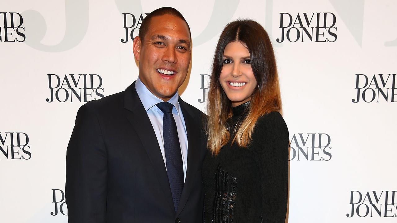 Geoff Huegill with his ex-wife Sara in 2013. Picture: Getty Images