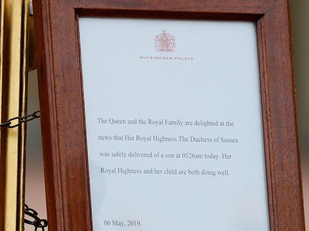 The notice stated that ‘the Queen and the Royal Family are delighted at the news’. Picture:  Tolga Akmen / AFP