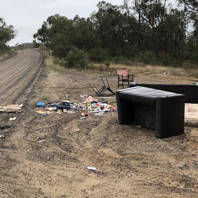 Dumped rubbish on Old Sydney Rd, Wallan.