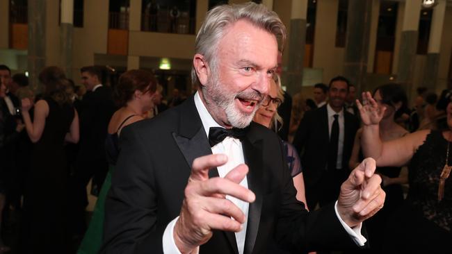 Jurassic Park star Sam Neill, who is perhaps pretending to be a dinosaur. Picture: Gary Ramage