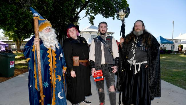 Townsville Medieval and Fantasy Festival 2024 at Cluden. Emily Hamilton, Antonina Rathbone, Clay Hitchison and Kris Bennett. Picture: Evan Morgan
