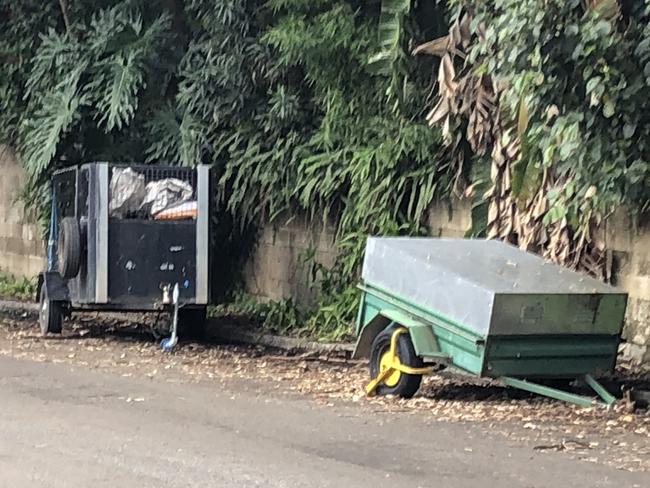 Trailers parked in The Crescent, Dee Why. Residents say as well as taking up streetside parking, they are ugly. Picture: Jim O’Rourke