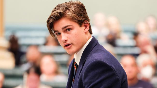 Student John Dwyer at Teen Parliament. Picture: Russell Millard