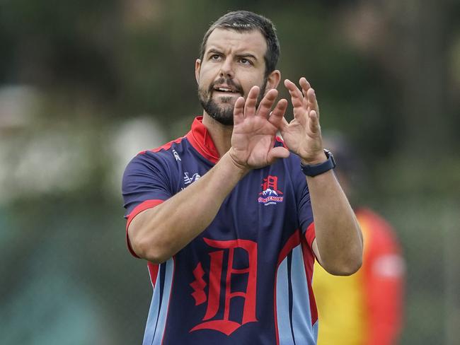 Premier Cricket: Dandenong v St Kilda. Dandenong bowler James Nanopoulos. Picture: Valeriu Campan