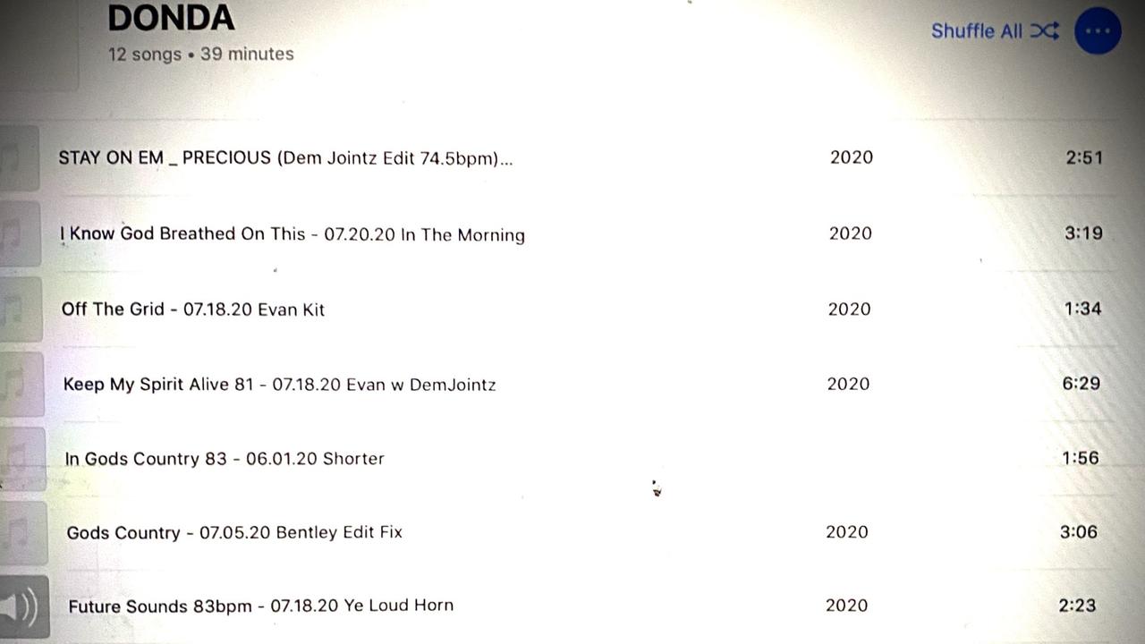 Kanye West shared the tracklist on Tuesday. Picture: Twitter.