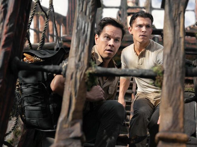 Mark Wahlberg and Tom Holland in Uncharted. Picture: Clay Enos