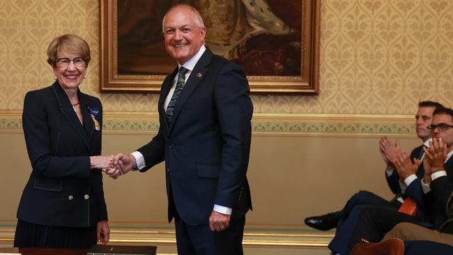 NSW Aboriginal Affairs Minister David Harris being sworn in by the Governor of NSW Margaret Beazley at Government House Sydney on Wednesday. Picture: NCA NewsWire/ Justin Lloyd