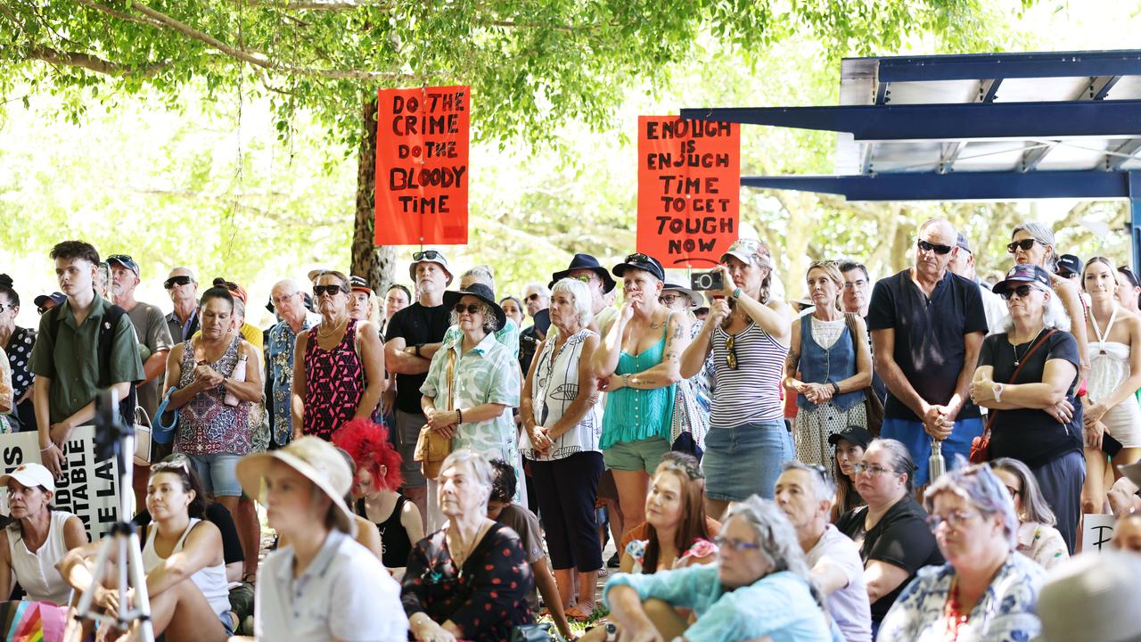 North Queensland residents gathered on Sunday for the Rally for Justice protest, in response to the sickening crime of an alleged gang rape of a woman at knifepoint in her own home on Friday, February 21. Picture: Brendan Radke