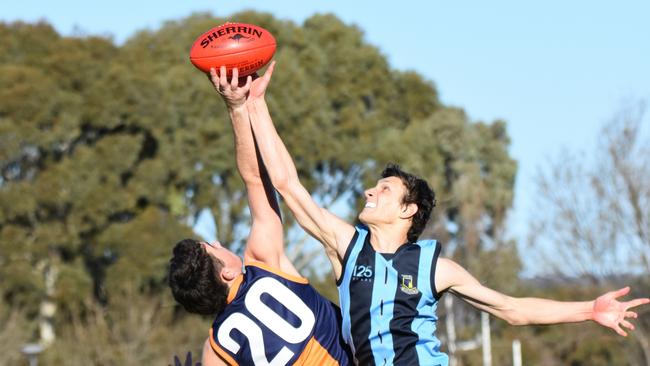 Immanuel College’s Jack Grosser (R) in action during a college footy game in 2020. Picture: Supplied, Immanuel College