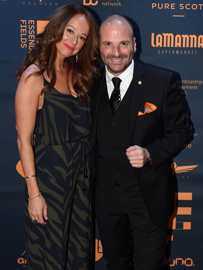 George Calombaris and wife Natalie. Picture: David Smith