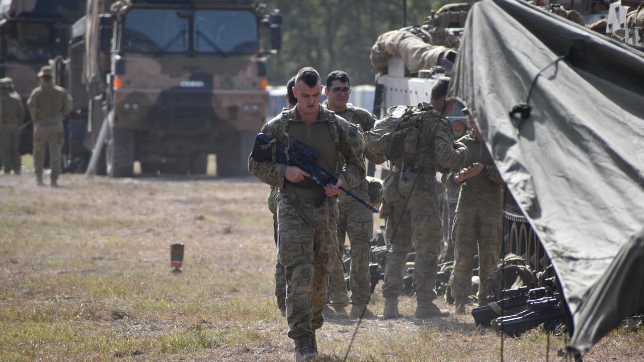 Soldiers at the Shoalwater Bay Training Area for Exercise Diamond Walk 2021.