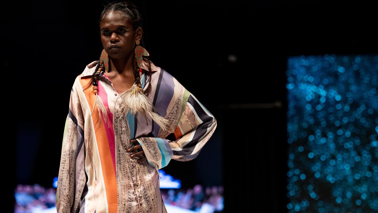 2024 Country to Couture at the Darwin Convention Centre showcases hand-designed First Nations fashion. Picture: Pema Tamang Pakhrin