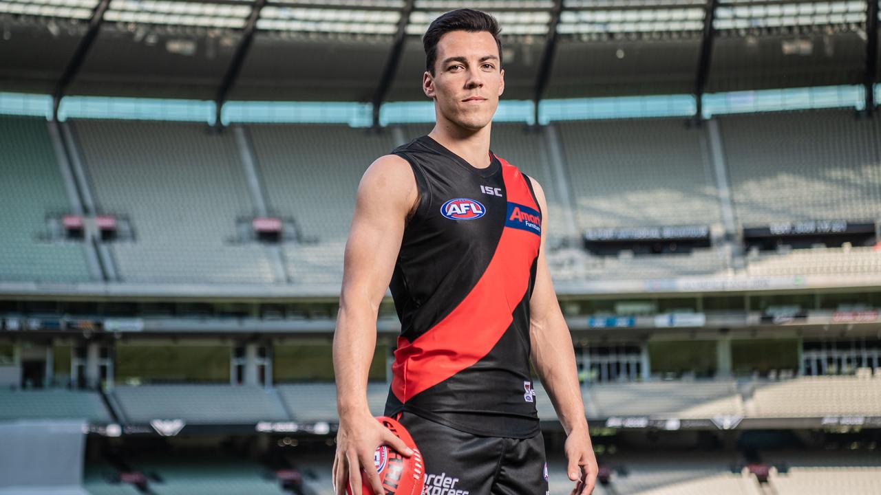 Dylan Shiel in red and black at Essendon’s Amart House Party. Picture: Jason Edwards