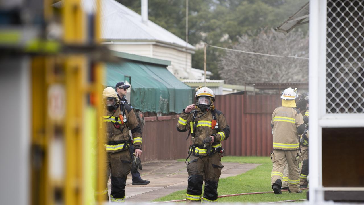 A man has died at the scene of a house fire at Wallace Street in Newtown.