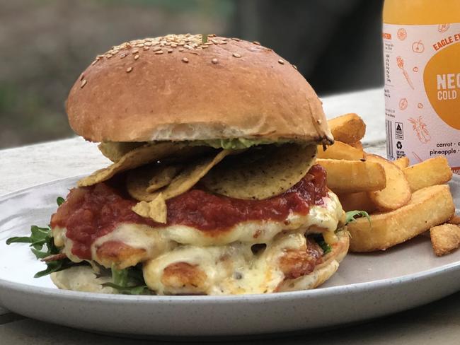 Chicken burger with a Mexican twist from The General Store, Norah Head.