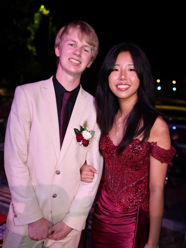 Luke Kidd and Alana Yin at the Emmanuel College class of 2025 formal at HOTA for Gold Coast at Large. Picture, Portia Large.