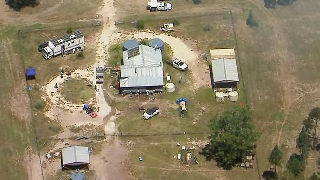 The property at Wieambilla where Nathaniel, Gareth and Stacey Train launched an ambush attack on four young police officers. Source: 9 News.