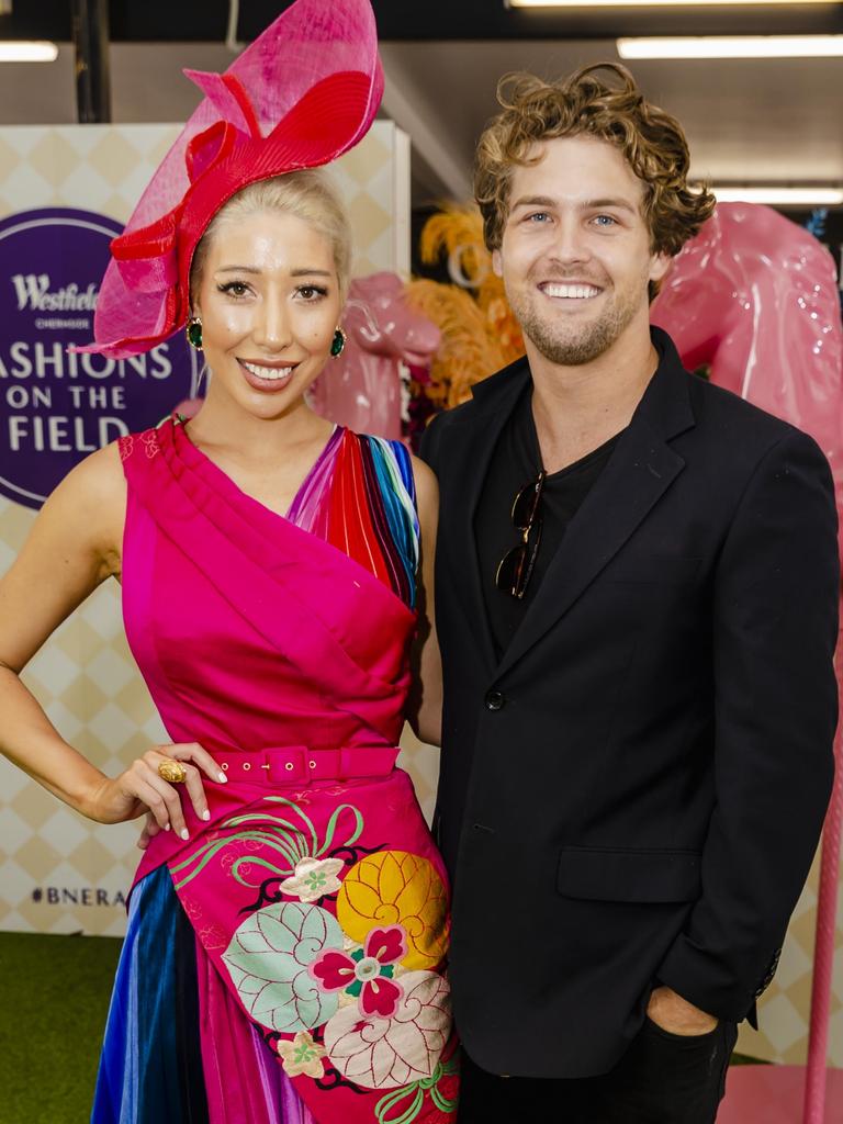 Milano Imai and Aaron Shaw at Doomben Racecourse for Melbourne Cup Day. Socials: Damien Anthony Rossi | Pictures: Jared Vethaak