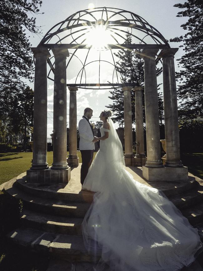 Emilija Landi and her husband Patrick on their big and extravagant wedding day. Picture: A2Z Weddings