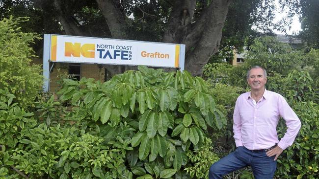 FEE WAIVER: Chris Gulaptis at Grafton TAFE after announcing an increase in fee-free courses. Picture: Tim Jarrett