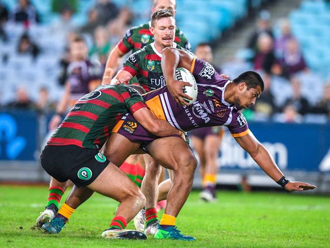 Payne Haas in action against South Sydney in his NRL debut. Picture: AAP/Brendan Esposito