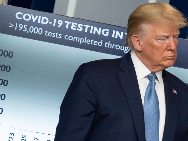 US President Donald Trump listens during the daily briefing on the novel coronavirus, COVID-19, at the White House on March 21, 2020, in Washington, DC. Picture: AFP