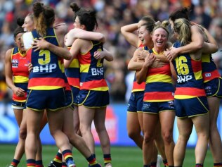 Adelaide celebrates its AFL premiership win.