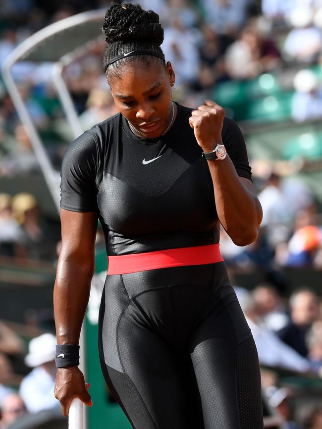 Serena Williams in her black catsuit.