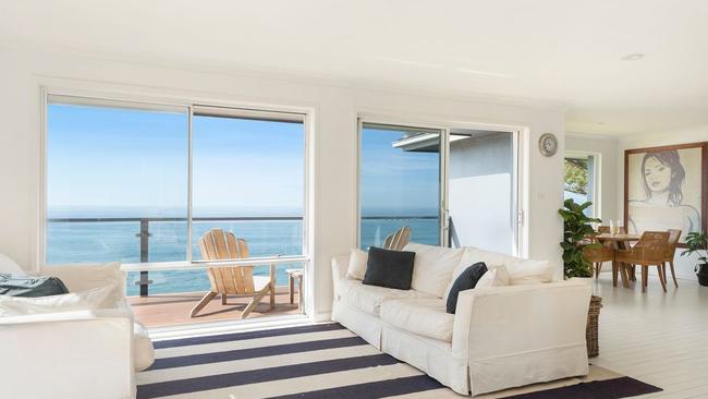 The living area of the Newport house which has a view of the ocean.