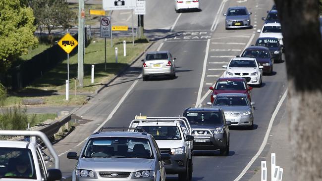 Traffic at Memorial Avenue in Kellyville. Picture: David Swift