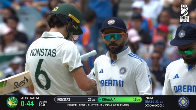 Kohli went out of his way to bump Konstas.