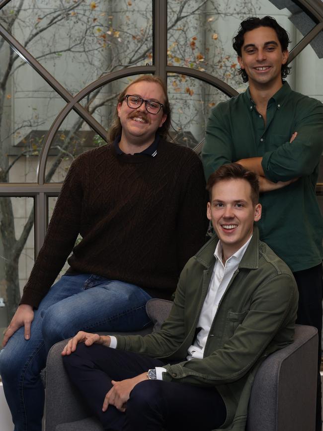 Redactive AI co-founders Lucas Sargent, Andrew Pankevicius and Alexander Valente.