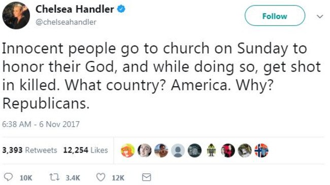 Chelsea Handler's tweet about the mass shooting in Texas.