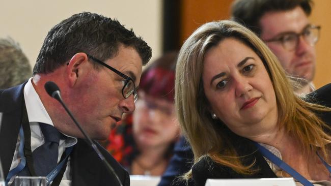 Daniel Andrews and Queensland Premier Annastacia Palaszczuk. Picture: Martin Ollman/Getty Images