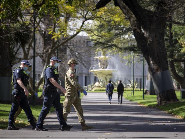 Carlton Gardens in Melbourne yesterday. Picture: NCA NewsWire / Wayne Taylor