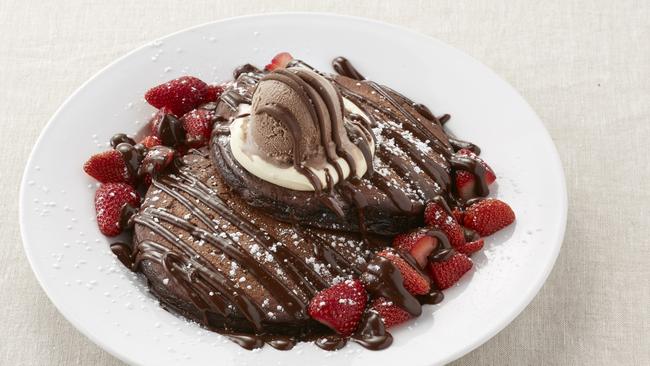 The ever popular Devils Delight chocolate pancake dish from Pancakes on the Rocks, Surfers Paradise.