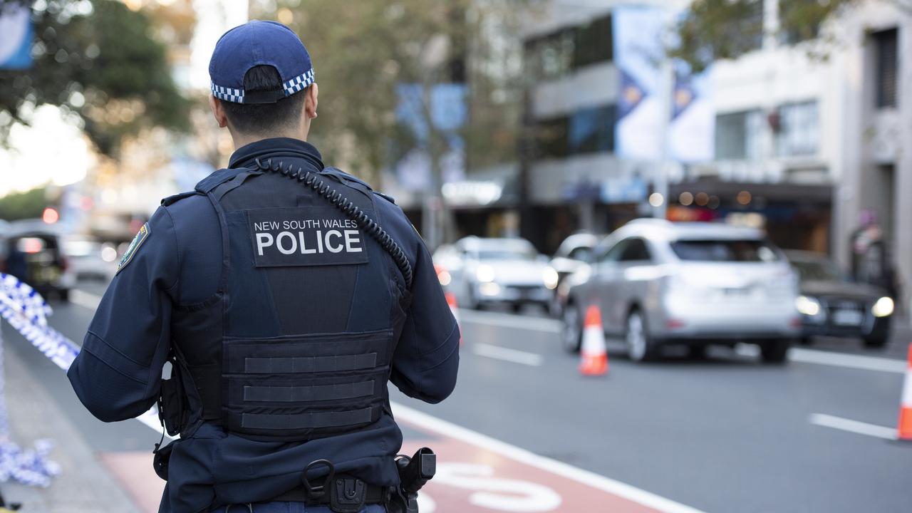 The man allegedly stabbed a male constable in the head, fleeing along Park Street and into Hyde Park as officers directed him to drop the knife.. Picture: NewsWire / Monique Harmer