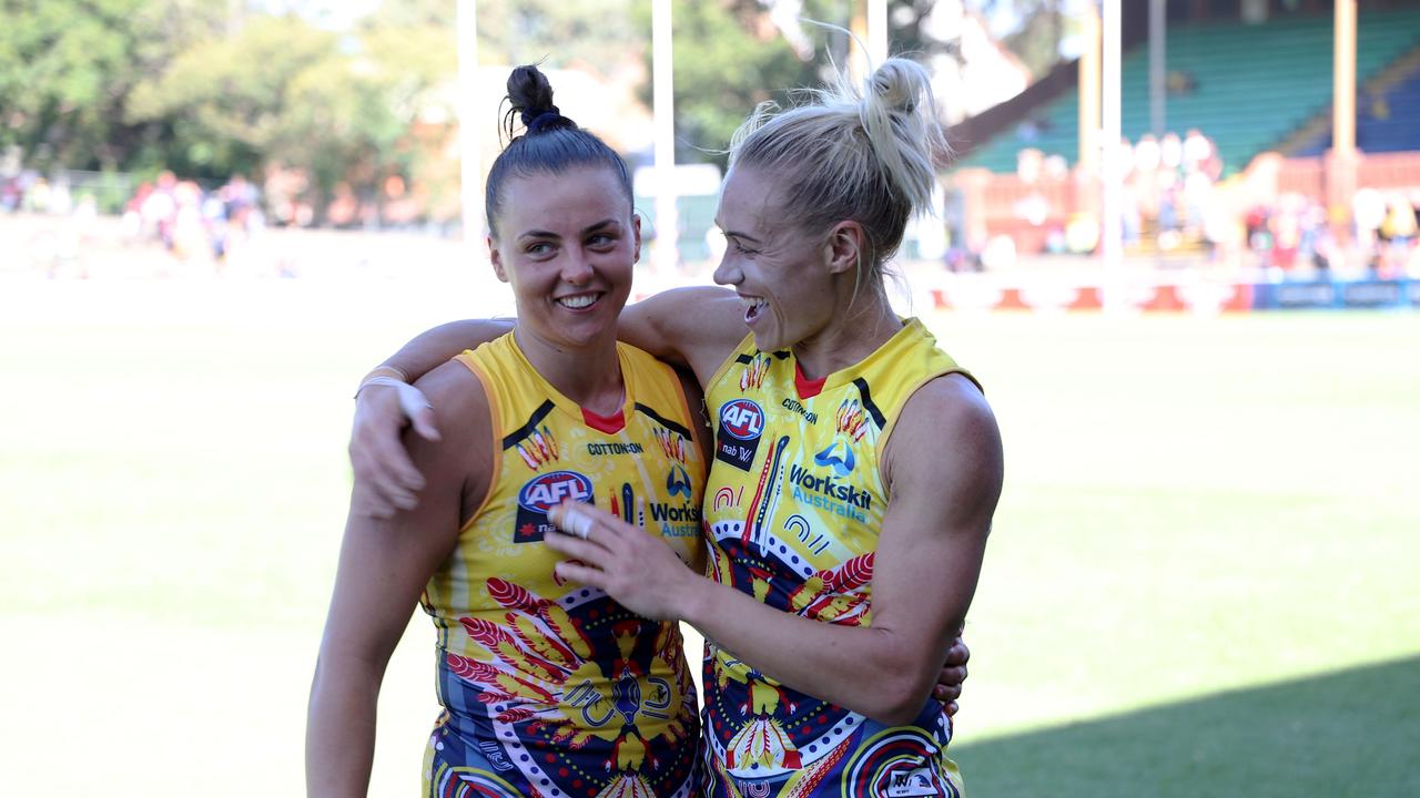 Erin Phillips (right) has been linked with a marquee move to Port Adelaide.