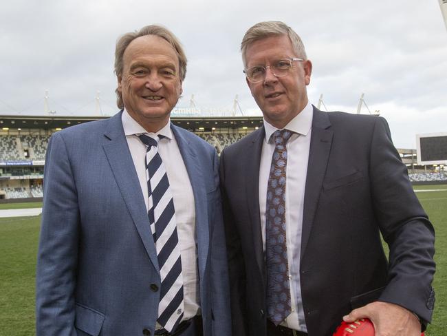 Brian Cook handed over the Geelong CEO job to Steve Hocking. Picture: Alan Barber