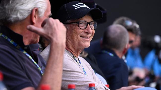 Microsoft founder Bill Gates sits courtside as he watches the women's semi-final match. pIcture: AFP