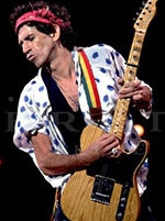 Keith Richards in the rolling Stones’ 1989 Steel Wheels tour.