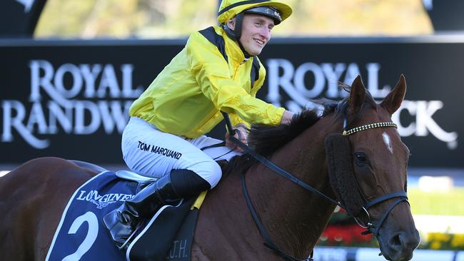 Tom Marquand returning to scale after winning the Queen Elizabeth Stakes on Addeybb. Picture: AAP