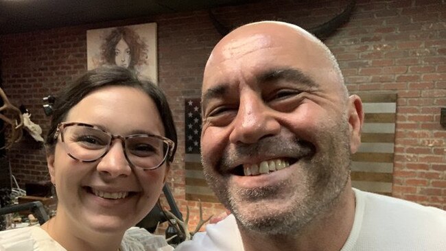 Bari Weiss and Joe Rogan after their podcast session. Picture: Twitter